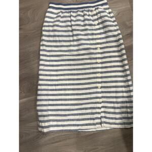 J.Jill size medium blue & white striped linen maxi skirt